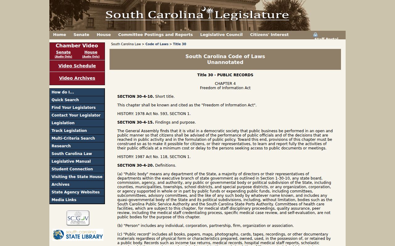Saluda County most wanted record access limits under South Carolina FOIA