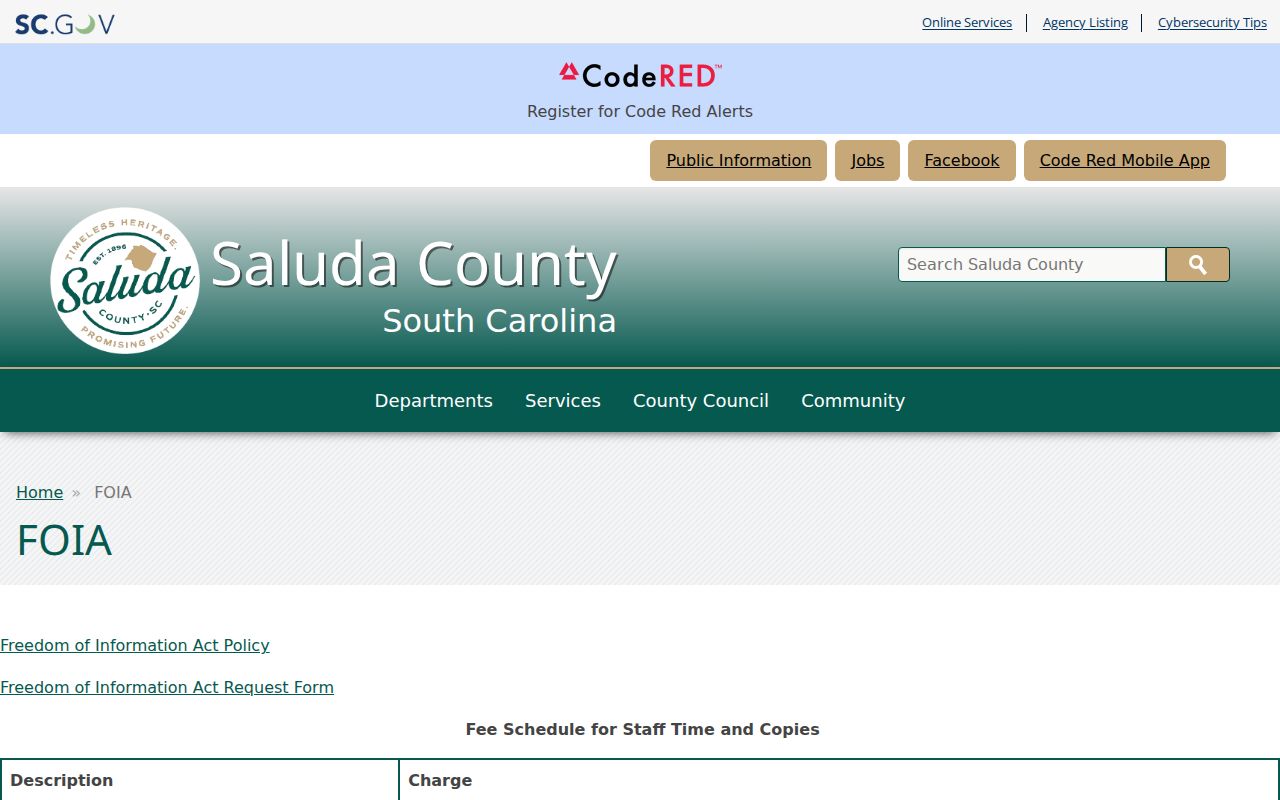 Saluda County active warrant records request information on the official FOIA page